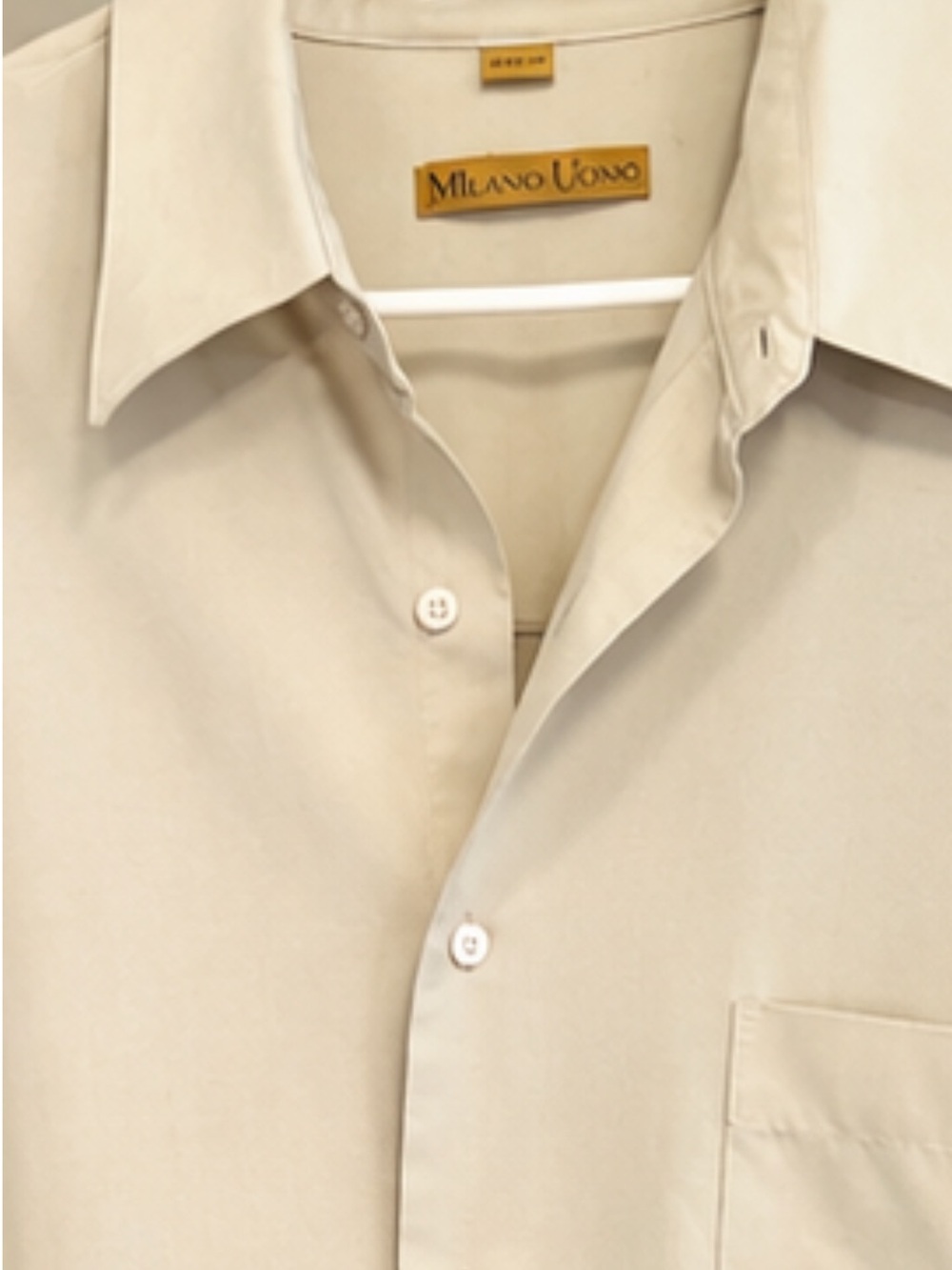 Milano Beige Men's Dress Shirt with Point Collar